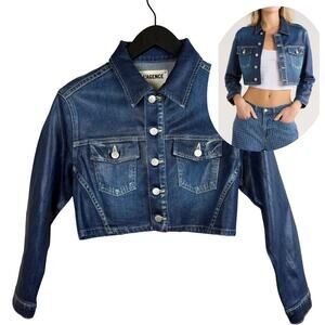 L'AGENCE Genevie Crop Coated Denim Jacket